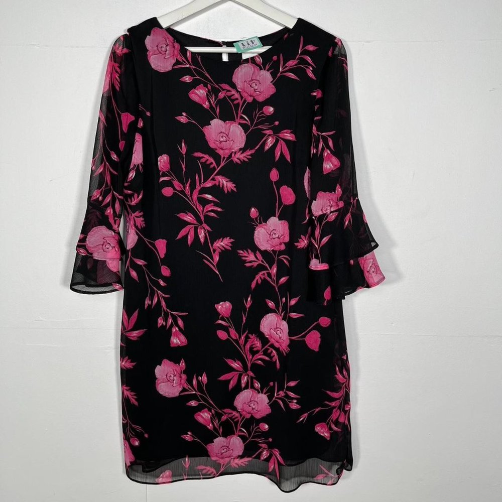 Wallis Womens Black and Pink Dress
